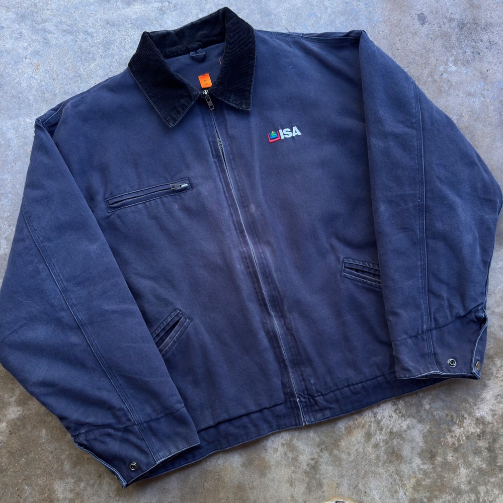 Vintage 90s Carhartt Detroit Style Jacket Workwear Gorpcore Navy XL (f10)